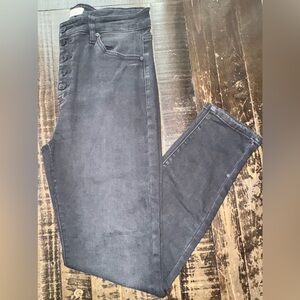 KANCAN HIGH RISE BUTTON FLY BLACK SKINNY JEANS